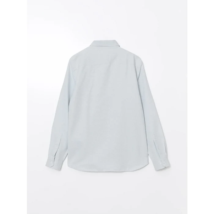 LCW Vision YEŞİL Slim Fit Uzun Kollu Armürlü Erkek Gömlek