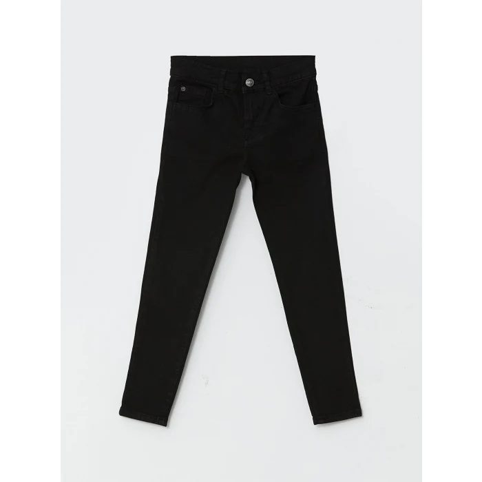 LCW Kids SİYAH Beli Ayarlanabilir Lastikli Erkek Çocuk Jean Pantolon