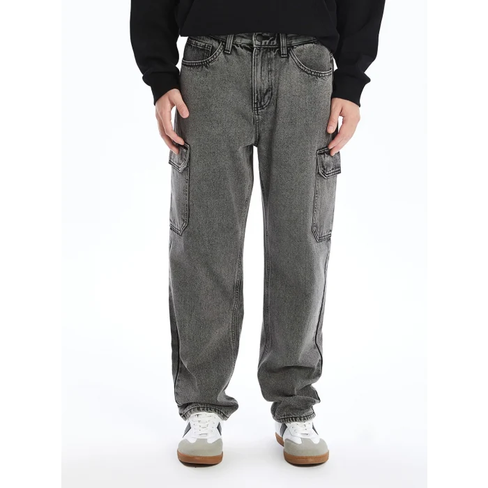 XSIDE ANTRASİT Baggy Fit Erkek Kargo Jean Pantolon