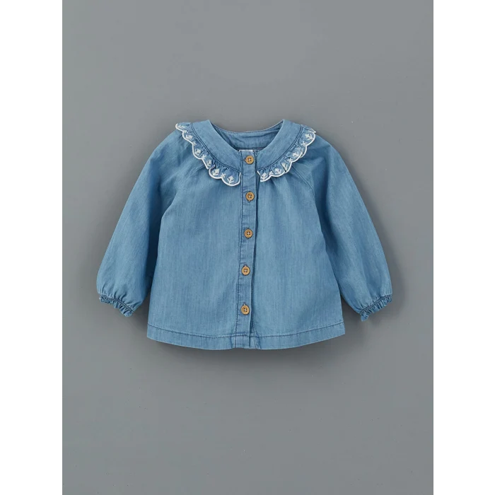 LCW baby İNDİGO Bisiklet Yaka Kız Bebek Gömlek ve Tayt 2li