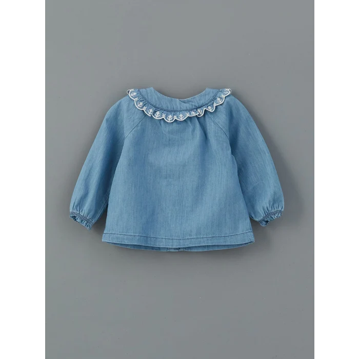 LCW baby İNDİGO Bisiklet Yaka Kız Bebek Gömlek ve Tayt 2li