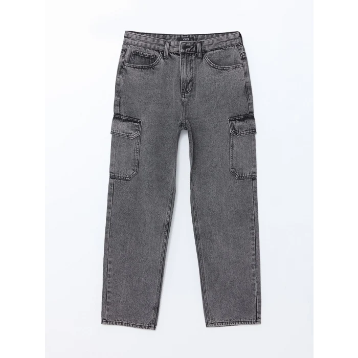 XSIDE ANTRASİT Baggy Fit Erkek Kargo Jean Pantolon