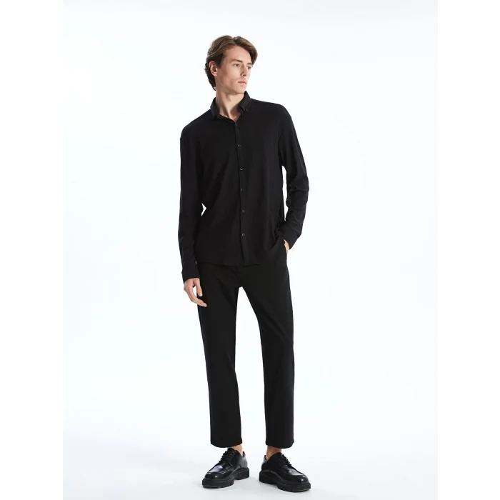 LCW Vision SİYAH Regular Fit Uzun Kollu Erkek Gömlek