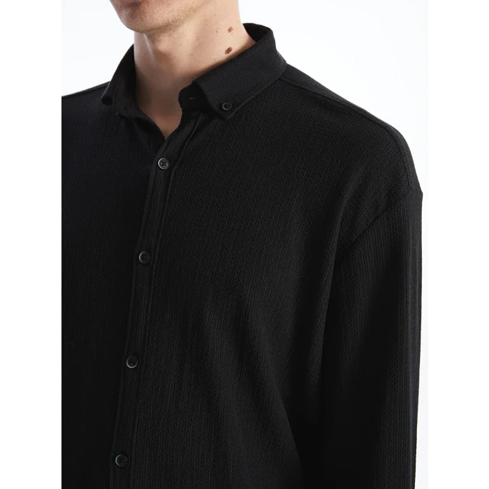 LCW Vision SİYAH Regular Fit Uzun Kollu Erkek Gömlek