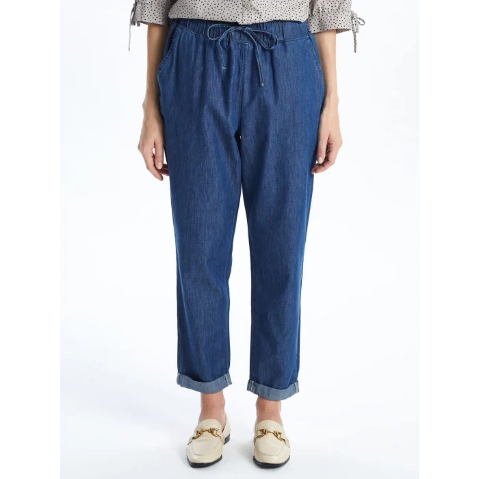 LCW Grace MAVİ Beli Lastikli Carrot Fit Kadın Jean Pantolon