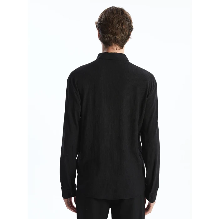 LCW Vision SİYAH Regular Fit Uzun Kollu Erkek Gömlek