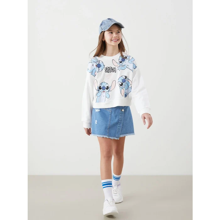 LCW Kids MAVİ Beli Lastikli Kız Çocuk Jean Şort Etek