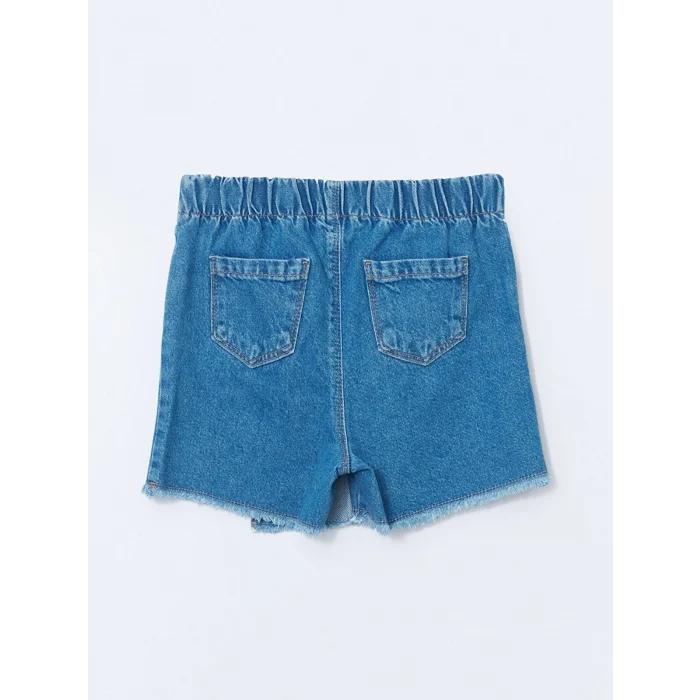 LCW Kids MAVİ Beli Lastikli Kız Çocuk Jean Şort Etek