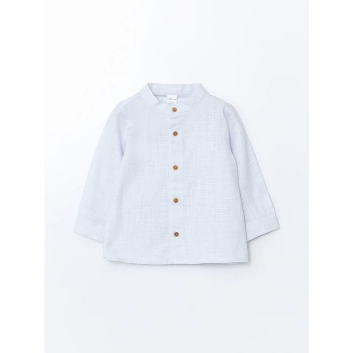 LCW baby MAVİ Hakim Yaka Erkek Bebek Gömlek ve Pantolon 2li