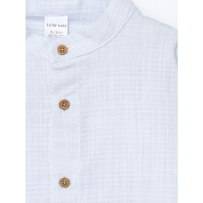 LCW baby MAVİ Hakim Yaka Erkek Bebek Gömlek ve Pantolon 2li