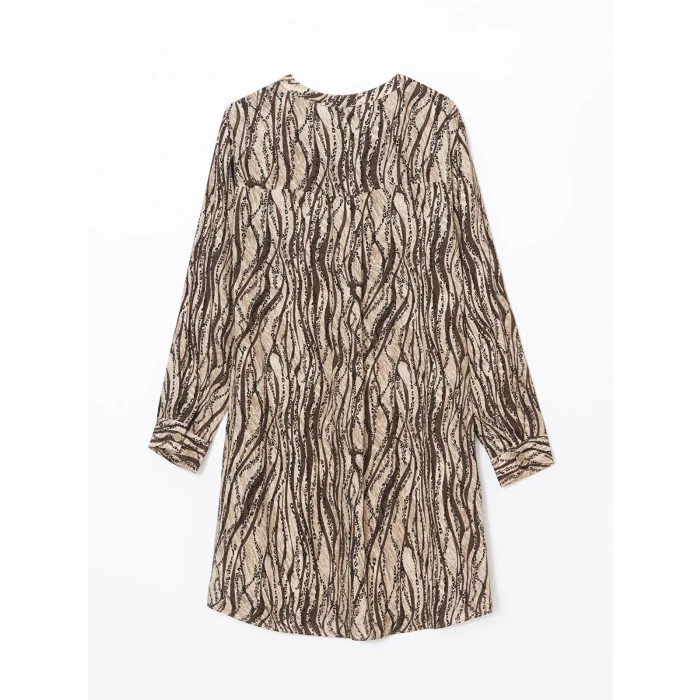 LCW Grace KAHVERENGİ Hakim Yaka Desenli Kadın Tunik