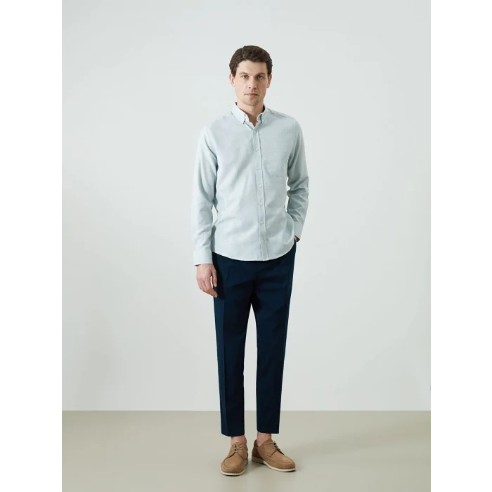 LCWAIKIKI Classic TURKUAZ Regular Fit Uzun Kollu Armürlü Erkek Gömlek