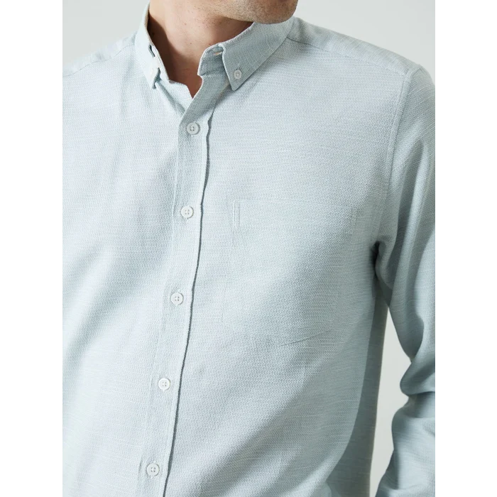 LCWAIKIKI Classic TURKUAZ Regular Fit Uzun Kollu Armürlü Erkek Gömlek