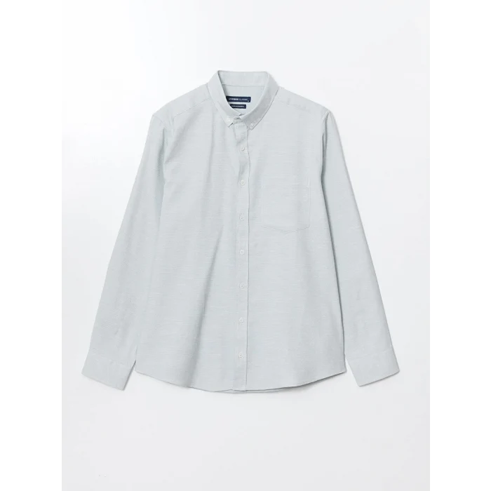 LCWAIKIKI Classic TURKUAZ Regular Fit Uzun Kollu Armürlü Erkek Gömlek