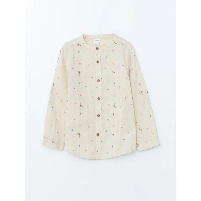 LCW Kids EKRU Hakim Yaka Baskılı Erkek Çocuk Gömlek