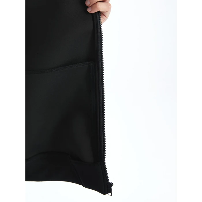 LCWAIKIKI Basic SİYAH Kolej Yaka Uzun Kollu Erkek Fermuarlı Sweatshirt