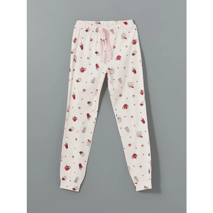 LCW DREAM PEMBE Bisiklet Yaka Baskılı Kadın Pijama Takımı