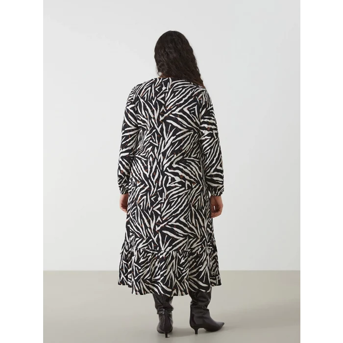 LCW Grace KAHVERENGİ V Yaka Desenli Kadın Elbise