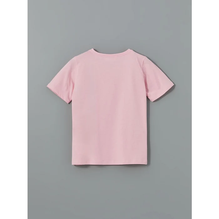 LCW DREAM PEMBE Bisiklet Yaka Baskılı Kadın Pijama Takımı