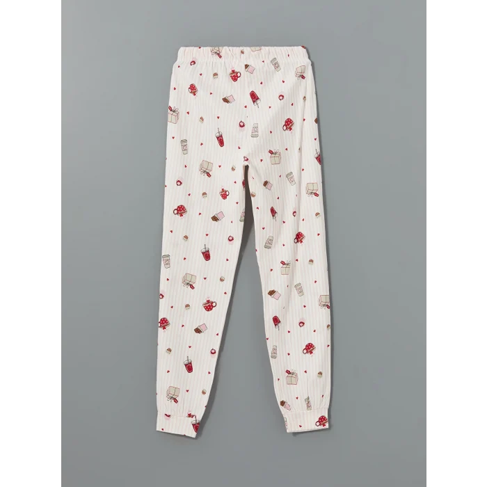 LCW DREAM PEMBE Bisiklet Yaka Baskılı Kadın Pijama Takımı