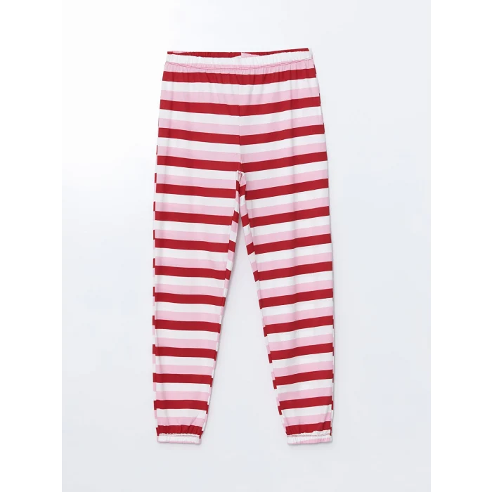 LCW DREAM KIRMIZI Bisiklet Yaka Baskılı Kadın Pijama Takımı