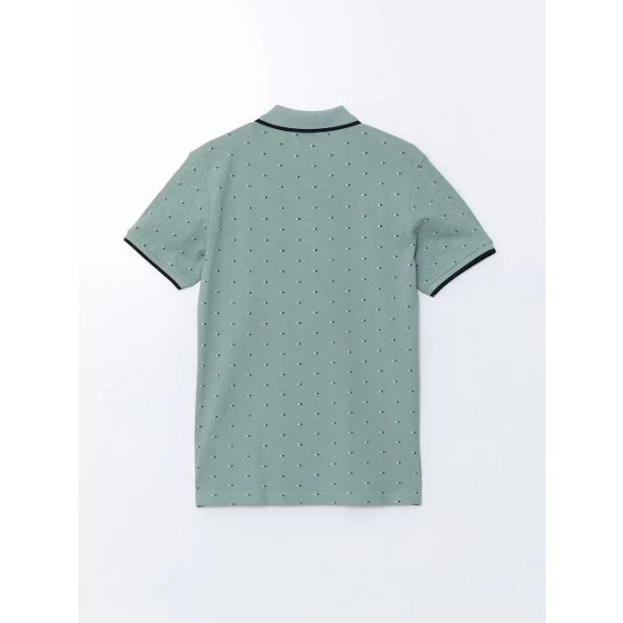 LCWAIKIKI Classic YEŞİL Polo Yaka Kısa Kollu Desenli Pike Erkek Tişört