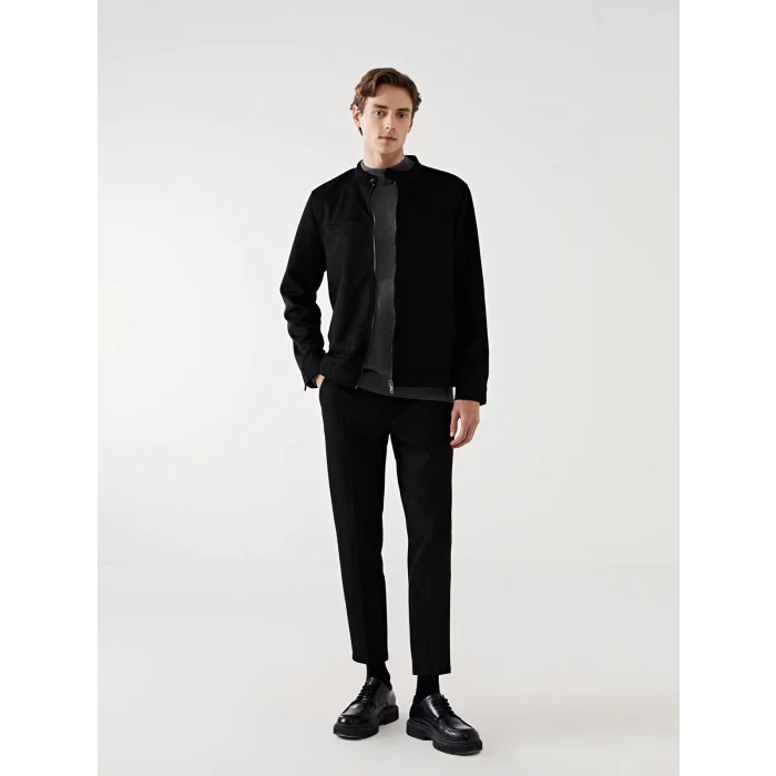 LCW Vision SİYAH Standart Kalıp Biker Yaka Erkek Mont