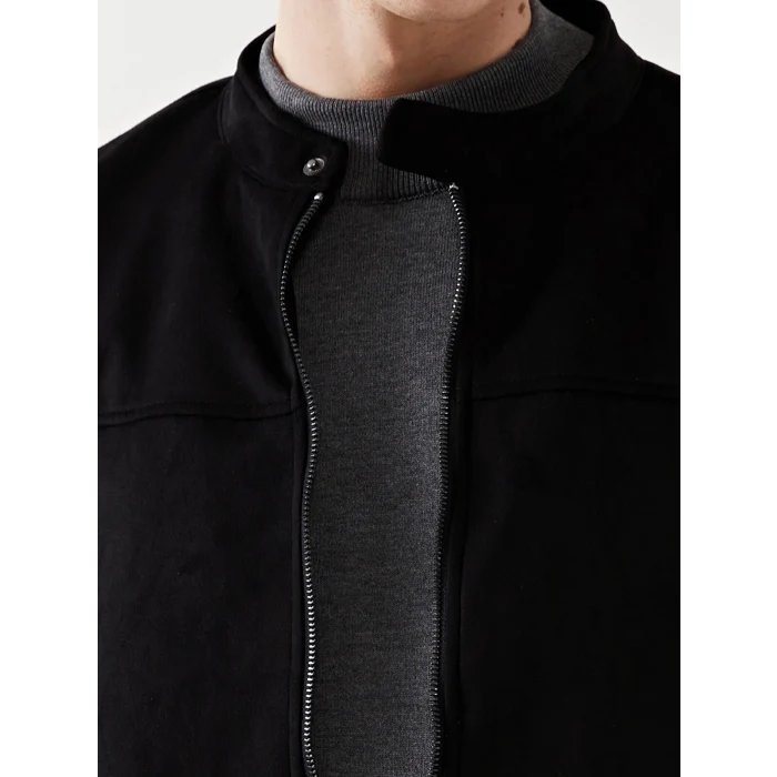 LCW Vision SİYAH Standart Kalıp Biker Yaka Erkek Mont