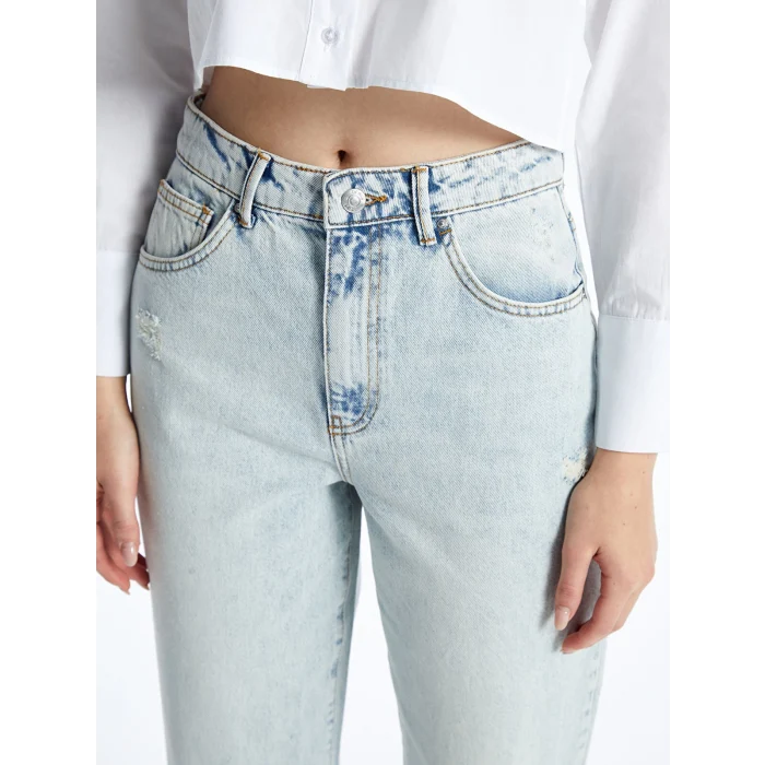 XSIDE MAVİ Straight Fit Kadın Jean Pantolon
