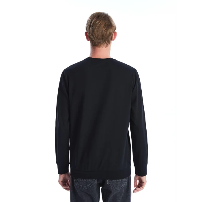 LCWAIKIKI Classic SİYAH Bisiklet Yaka Uzun Kollu Baskılı Erkek Sweatshirt