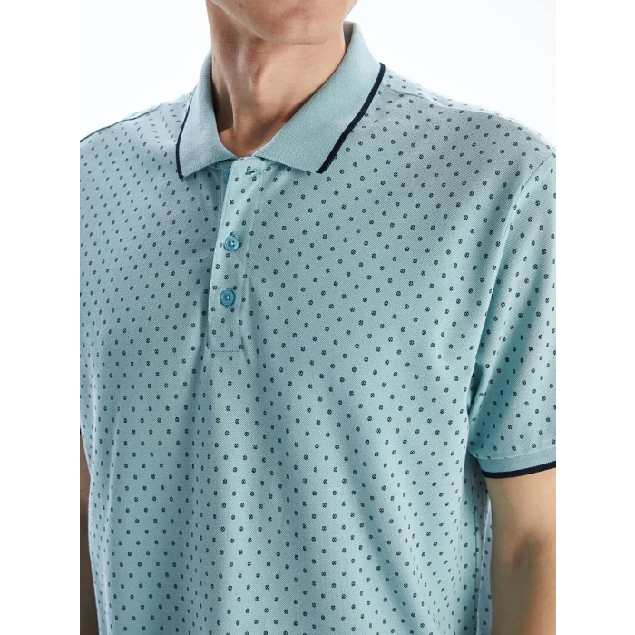 LCWAIKIKI Classic YEŞİL Polo Yaka Kısa Kollu Desenli Pike Erkek Tişört