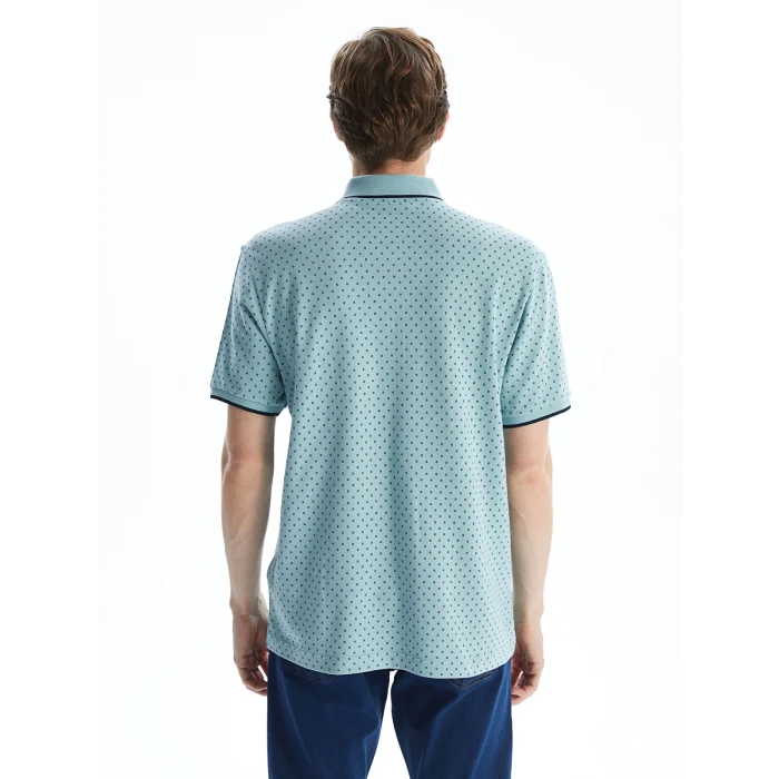 LCWAIKIKI Classic YEŞİL Polo Yaka Kısa Kollu Desenli Pike Erkek Tişört