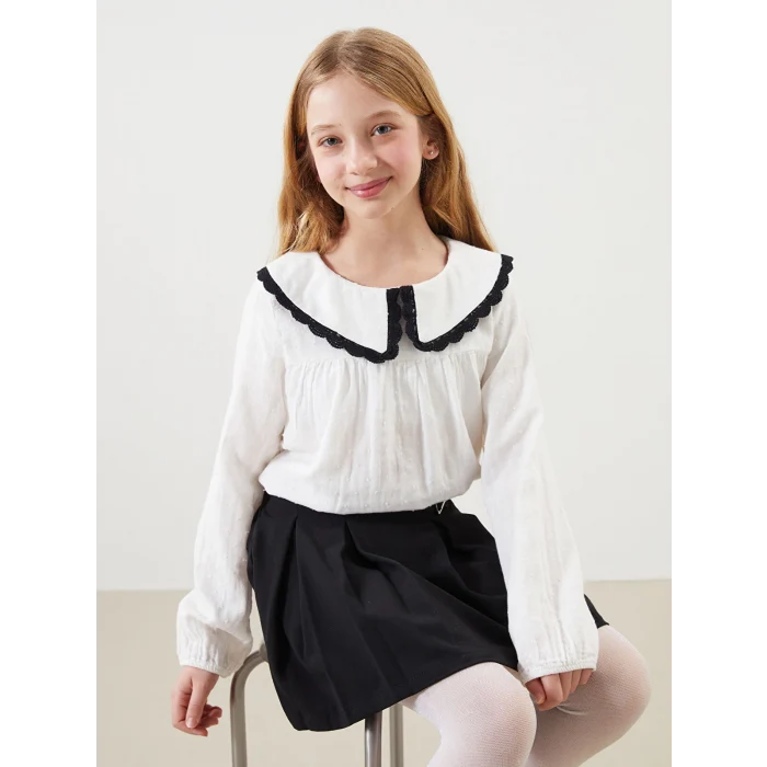 LCW Kids EKRU Bebe Yaka Kız Çocuk Bluz