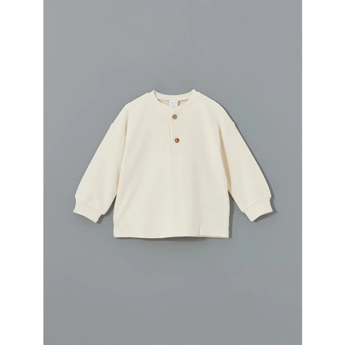 LCW baby EKRU Bisiklet Yaka Basic Erkek Bebek Sweatshirt ve Pantolon 2li