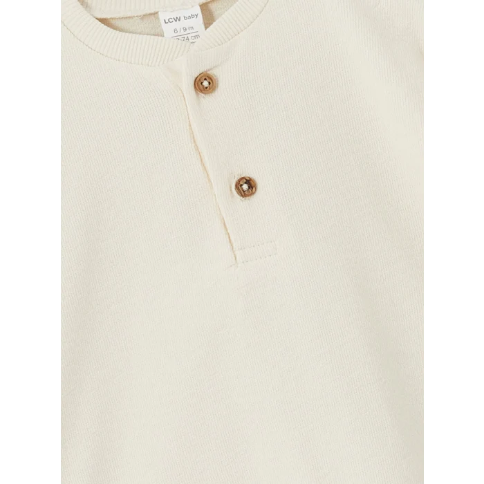 LCW baby EKRU Bisiklet Yaka Basic Erkek Bebek Sweatshirt ve Pantolon 2li