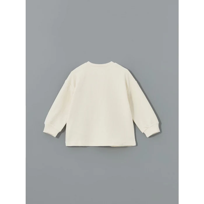 LCW baby EKRU Bisiklet Yaka Basic Erkek Bebek Sweatshirt ve Pantolon 2li