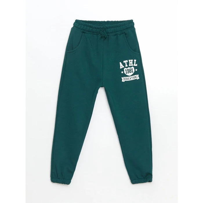LCW Kids YEŞİL Bisiklet Yaka Baskılı Erkek Çocuk Sweatshirt ve Eşofman Alt 2li