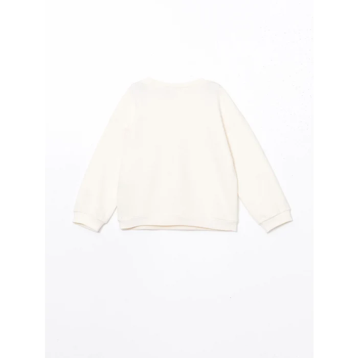 LCW Kids EKRU Baskılı Kız Çocuk Sweatshirt ve Tayt Pantolon 2li