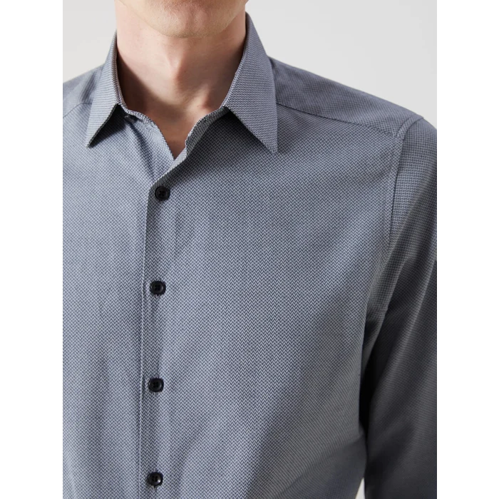 LCWAIKIKI Formal LACİVERT Slim Fit Uzun Kollu Armürlü Erkek Gömlek