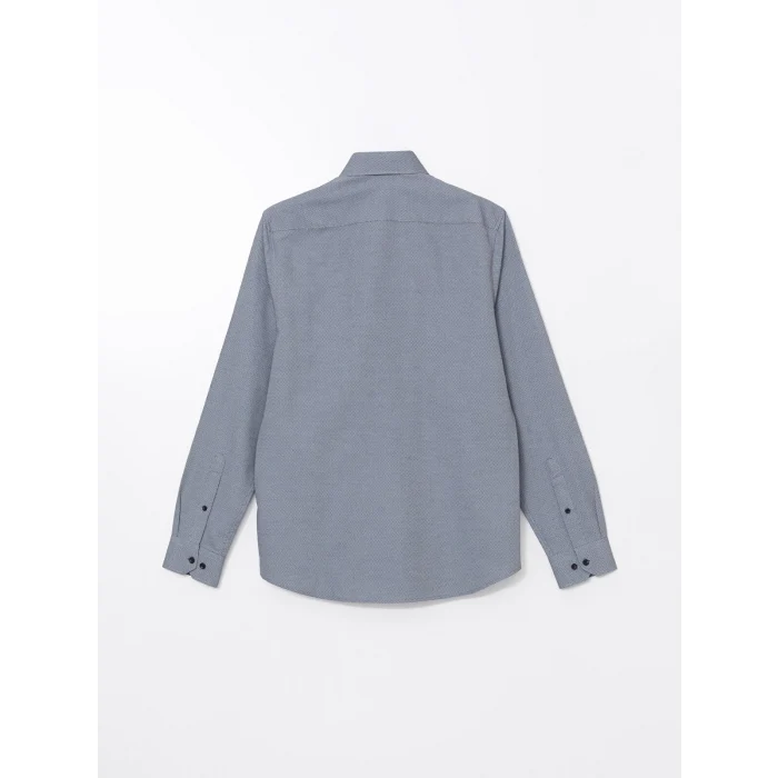 LCWAIKIKI Formal LACİVERT Slim Fit Uzun Kollu Armürlü Erkek Gömlek