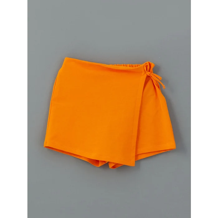 LCW Kids EKRU Bisiklet Yaka Kız Çocuk Tişört ve Şort Etek