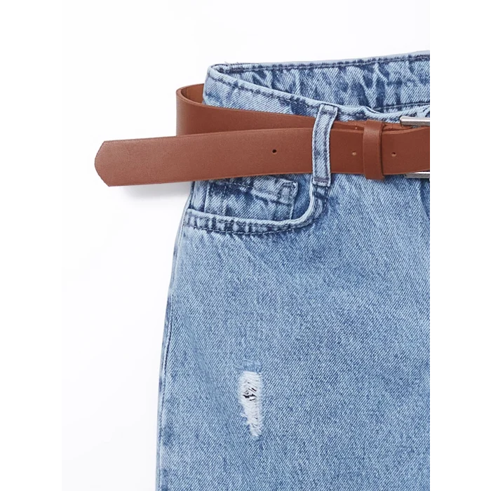 LCW Kids MAVİ Beli Ayarlanabilir Lastikli Kız Çocuk Jean Pantolon