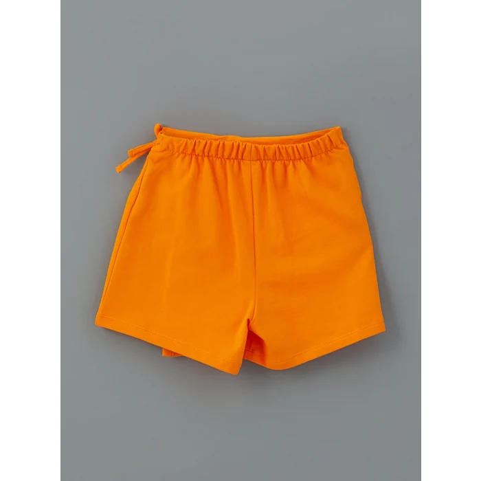 LCW Kids EKRU Bisiklet Yaka Kız Çocuk Tişört ve Şort Etek