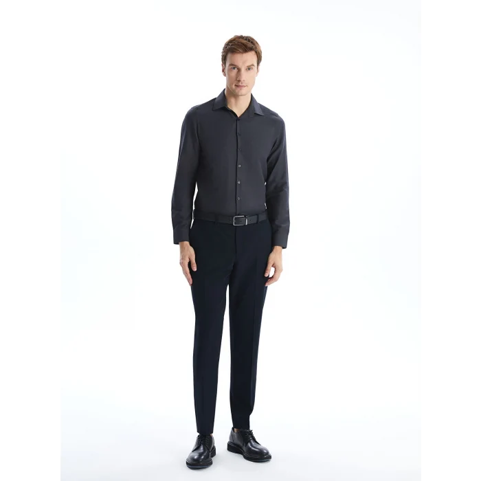 LCWAIKIKI Formal ANTRASİT Slim Fit Uzun Kollu Armürlü Erkek Gömlek