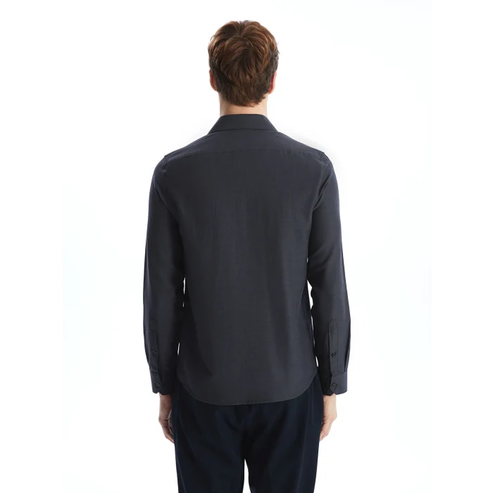 LCWAIKIKI Formal ANTRASİT Slim Fit Uzun Kollu Armürlü Erkek Gömlek