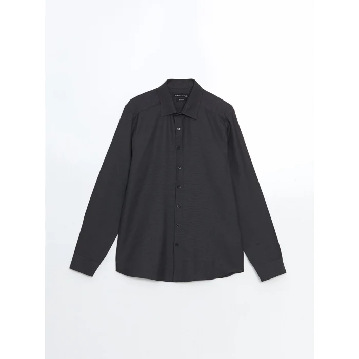 LCWAIKIKI Formal ANTRASİT Slim Fit Uzun Kollu Armürlü Erkek Gömlek