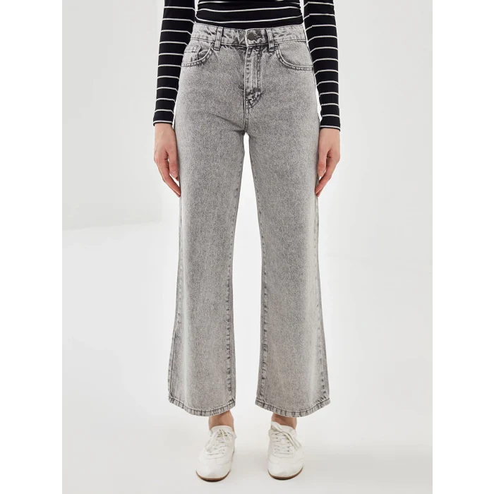LCW Jeans GRİ Wideleg Kadın Jean Pantolon