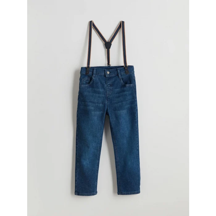 LCW baby İNDİGO Askılı Erkek Bebek Jean Pantolon