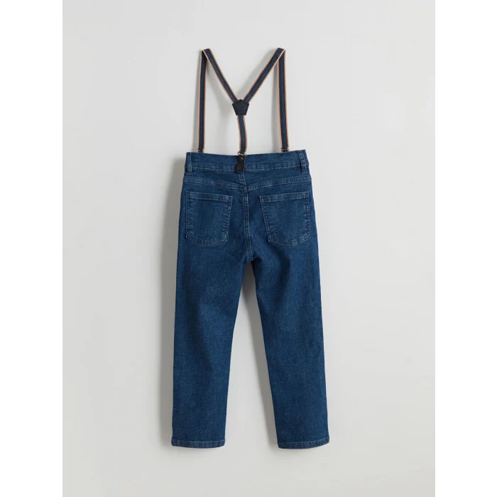 LCW baby İNDİGO Askılı Erkek Bebek Jean Pantolon