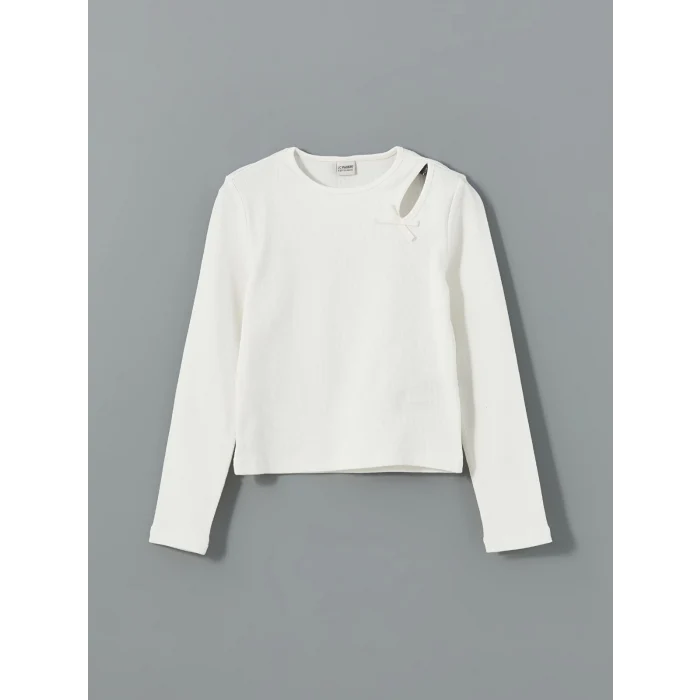 LCW Kids EKRU Bisiklet Yaka Kız Çocuk Tişört ve Şort Etek